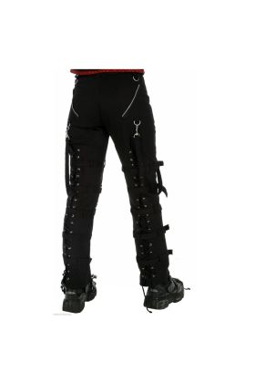 Orekyo Women Gothic Punk Rock Vegan Armor Biker Metal Zipper Cotton Pants