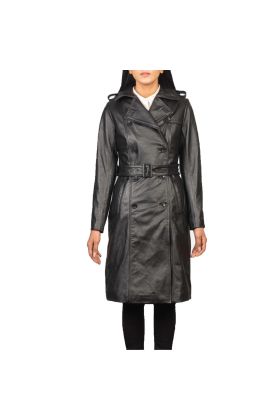 Alexis Black Women Single Breasted Leather Coat