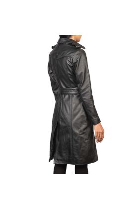 Alexis Black Women Single Breasted Leather Coat