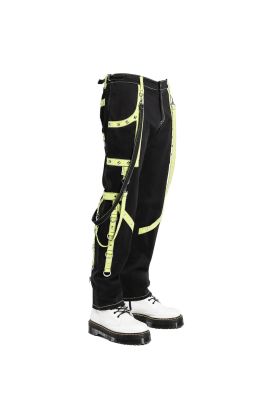 Gothic Black & Yellow Bondage Pants Punk Rock Dead Threads