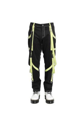 Gothic Black & Yellow Bondage Pants Punk Rock Dead Threads
