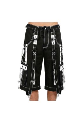 Orekyo Gothic Rough Rider Pants Black & White Cyber Chain Bondage Pants Extreme Trouser Punk Steampunk Biker Pant 