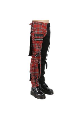 Orekyo Red & Black Punk Emo Rock Dark Fashion Pant Alternative Split Leg Zipper