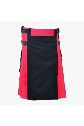BLACK AND PINK UTILITY KILT