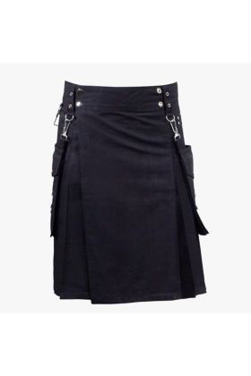 BLACK KILT WITH DETACHABLE POCKETS
