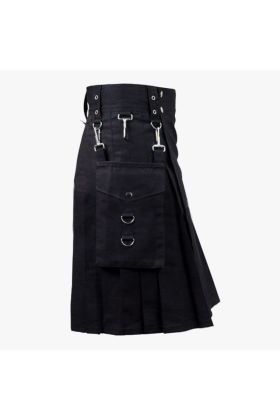 BLACK KILT WITH DETACHABLE POCKETS
