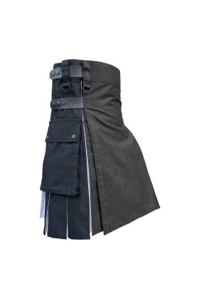 Black & White Simple 2 Side Pocket Utility Kilt