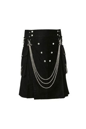 CARGO UTILITY KILT WITH SILVER CHAINS