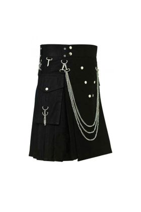 CARGO UTILITY KILT WITH SILVER CHAINS