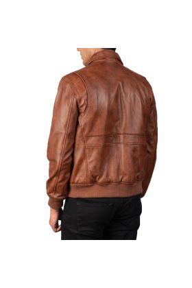 Bravado Brown Hooded Leather Bomber Jacket