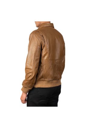 Bravado Brown Hooded Leather Bomber Jacket