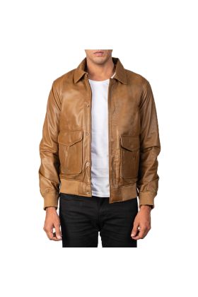 Bravado Brown Hooded Leather Bomber Jacket