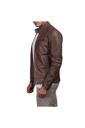 Bravado Brown Hooded Leather Bomber Jacket