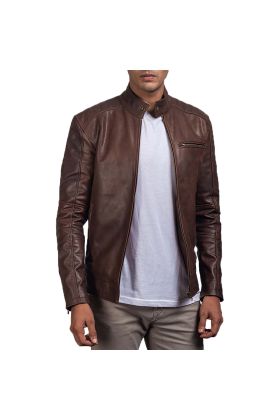 Bravado Brown Hooded Leather Bomber Jacket