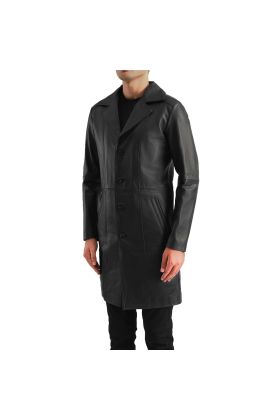 New Don Long Black Leather Coat