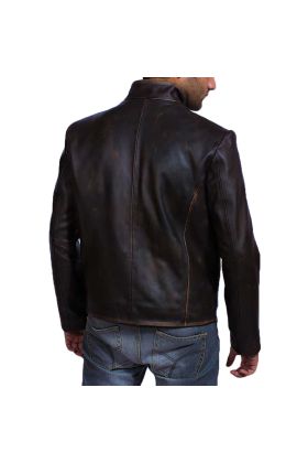Bravado Brown Hooded Leather Bomber Jacket