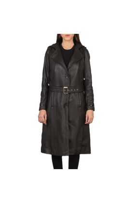 Alexis Black Women Single Breasted Leather Coat