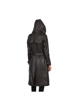 Alexis Black Women Single Breasted Leather Coat