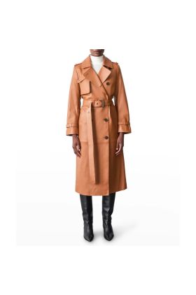 Alexis Black Women Single Breasted Leather Coat