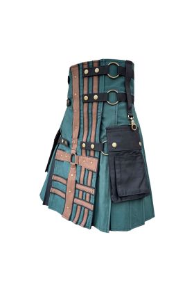Hybrid Utility Kilt for Men-Men's Plus Size Kilts with Leather Straps & Large Cargo Pockets