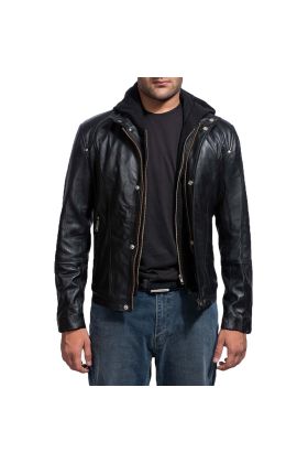 Bravado Brown Hooded Leather Bomber Jacket