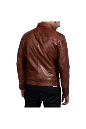 Bravado Brown Hooded Leather Bomber Jacket