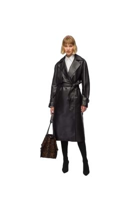 Alexis Black Women Single Breasted Leather Coat