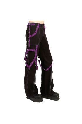 Ladies Multi Eyelet Pants Black Purple Orekyo