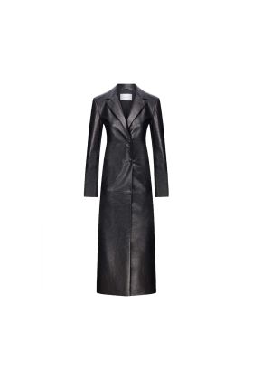 Alexis Black Women Single Breasted Leather Coat