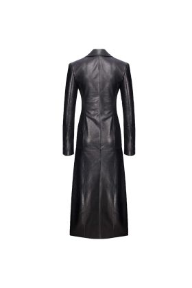 Alexis Black Women Single Breasted Leather Coat