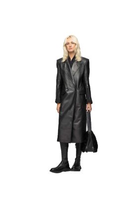 Alexis Black Women Single Breasted Leather Coat