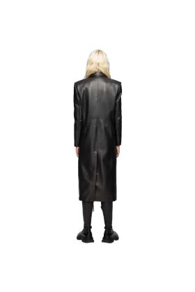 Alexis Black Women Single Breasted Leather Coat
