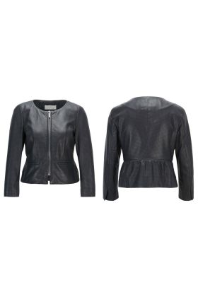 Sven Black Leather Bomber Jacket