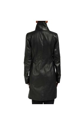 Alexis Black Women Single Breasted Leather Coat