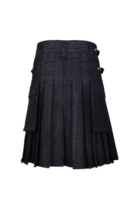 Men's Scottish Highland Fashion Kilt Black Utility Kilts For Men