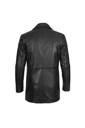 Men's Premium 34 Length Black Leather Coat