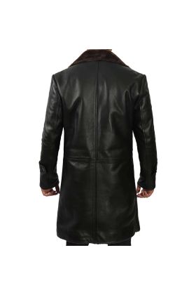 Men's Camel Brown 34 Length Leather Coat - Limited Stock