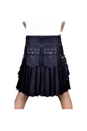 New Men's Black Kilt Utility Gothic Kilt
