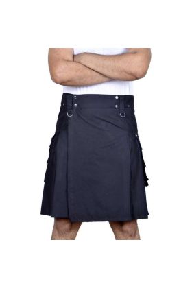 New Men's Stylish Black Kilt Utility Gothic Kilt