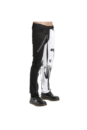 Orekyo Split Leg Bondage Pants w Straps by Unisex Black & White