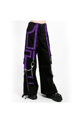 Orekyo Ladies Fashion Gothic Night Pant Mega Eye Pant Purple Black