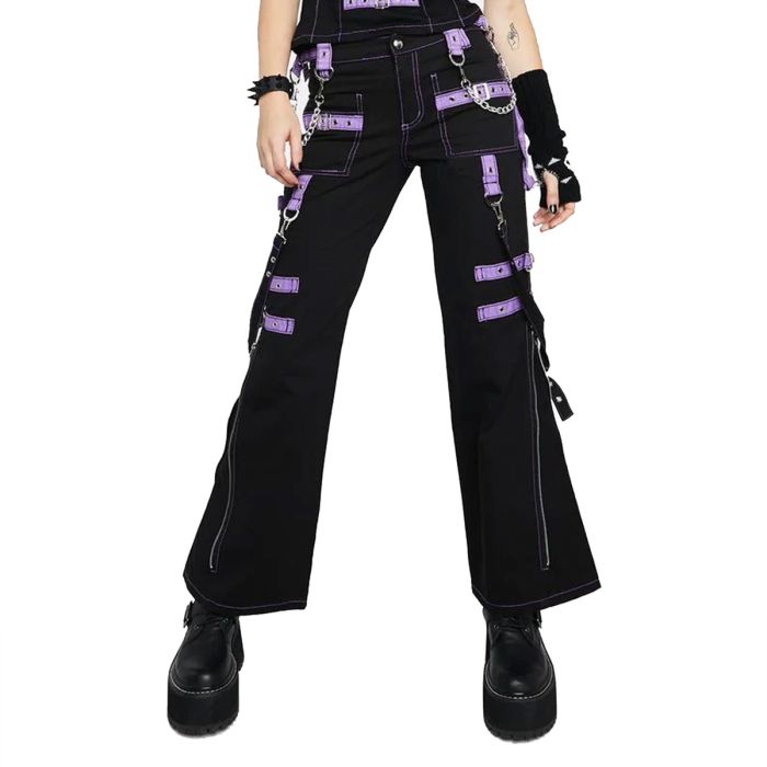 Lavender ladies Buckle New Gothic Pants Strap Ring Pants Orekyo