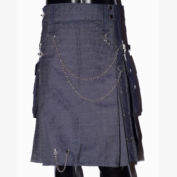 LUXURY BLUE DENIM UTILITY KILTS