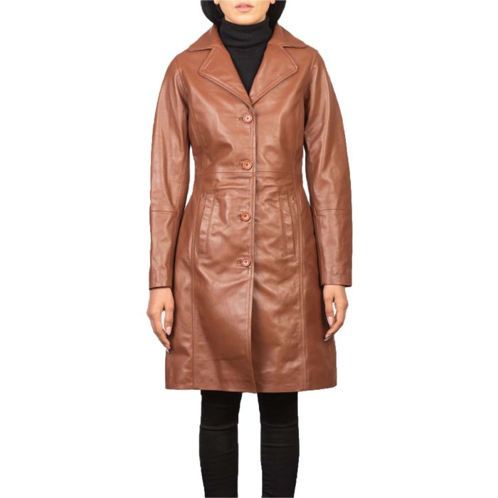 Alexis Brown Women Single Breasted Leather Coat