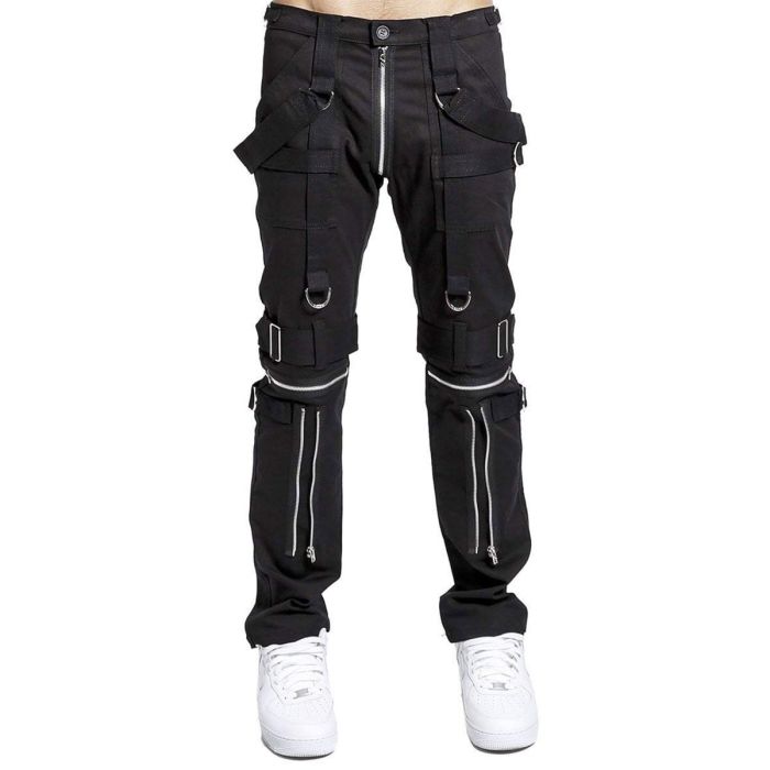 Orekyo Gothic handmade Bondage Para Black Pants Men Punk Rock Trouser Pant Shorts PANT