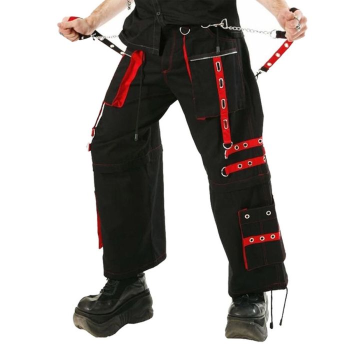 Orekyo Men Bondage Pant Trouser handmade Punk Rock Black Red Gothic Men's Trousers 