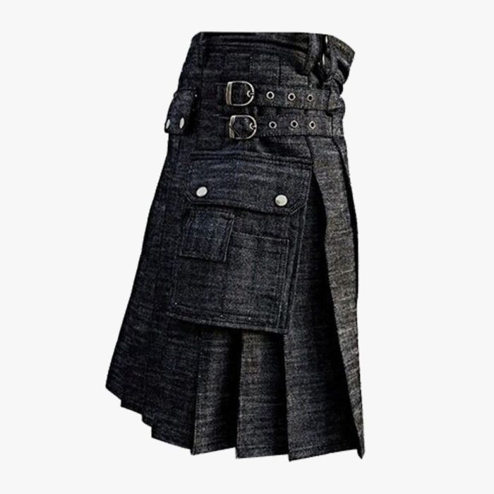 BLACK DENIM KILT SMART AND FIT FOR MENS