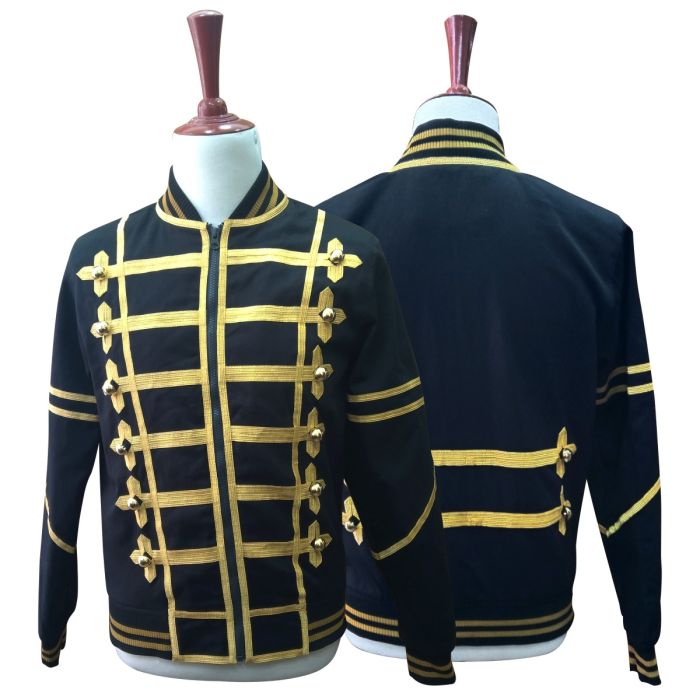 Black & Gold Faux Fur Military Jackets