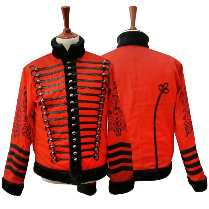 Black & Red Faux Fur Military Jacket