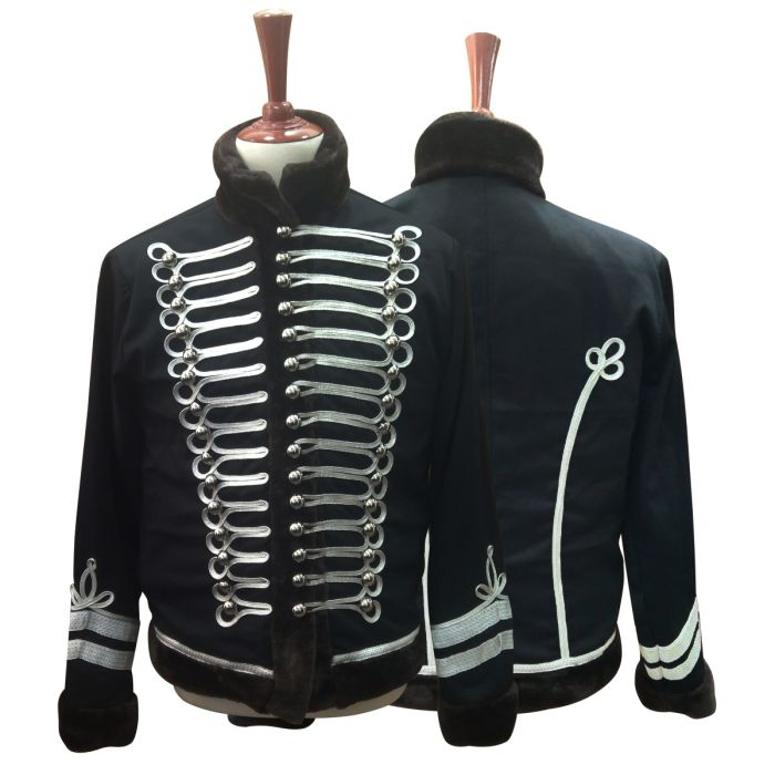 Black & Silver Faux Fur Military Jacket